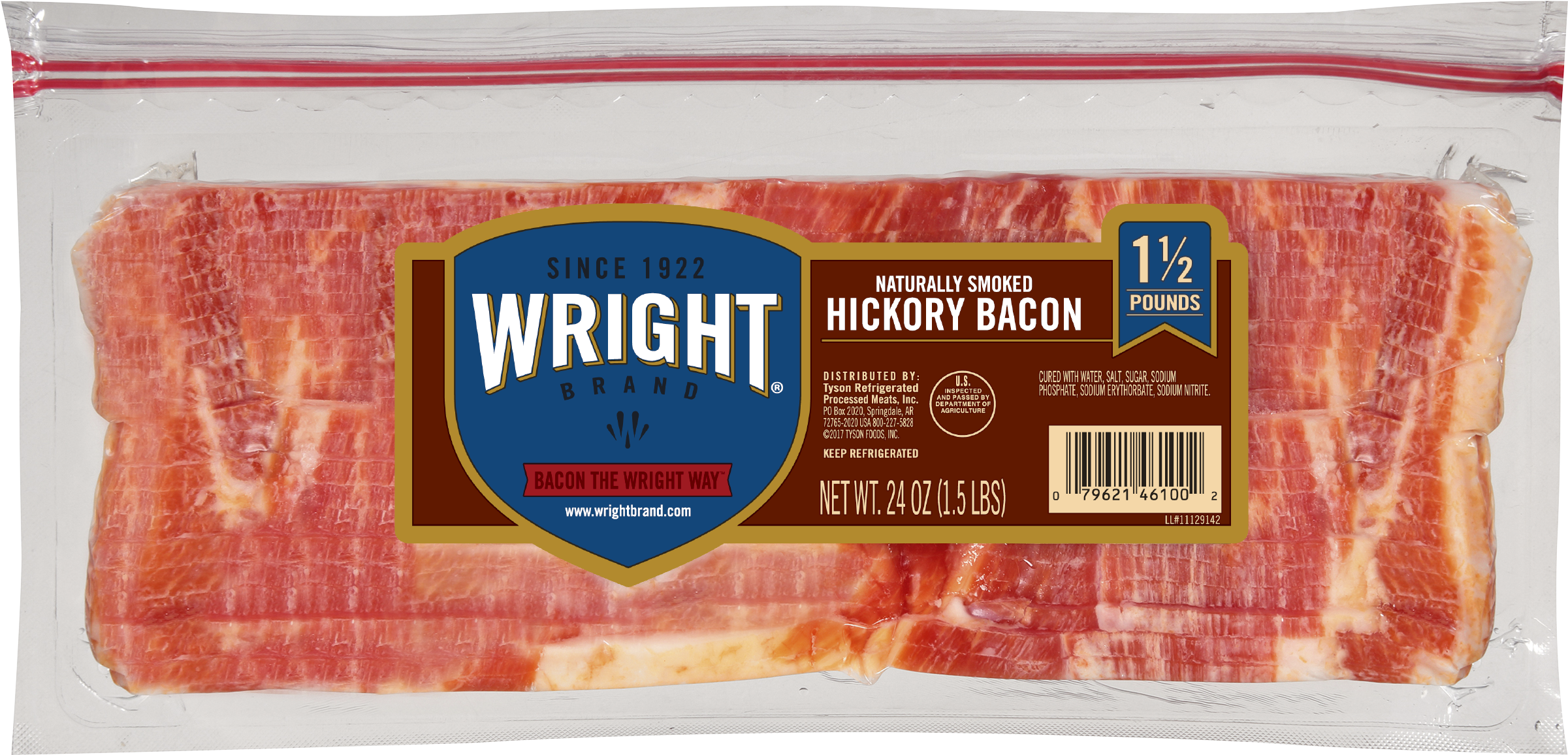 Wright Brand® Thick Sliced Hickory Smoked Bacon, - Wright Bacon (2400x2400), Png Download