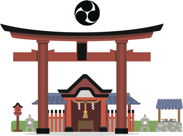 Shinto Shrines Are Called Jinja, Taisha Or Jingu - 2d Vector Japanese Temples (619x460), Png Download