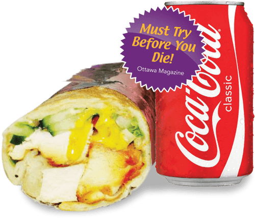 Chicken Tikka Wrap - Coca Cola (564x456), Png Download