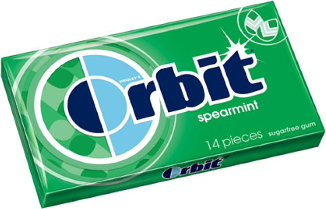 Orbit Gum Spearmint 12ct - Wrigleys Wintermint Orbit Bubble Gum (800x800), Png Download