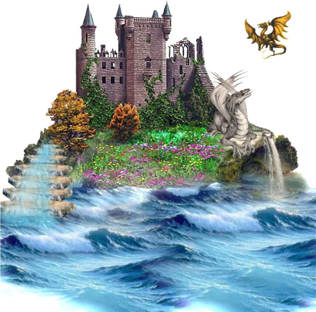 Painted Fairytale Castle Running Water Pattern Elements - Legend [book] (1024x1024), Png Download