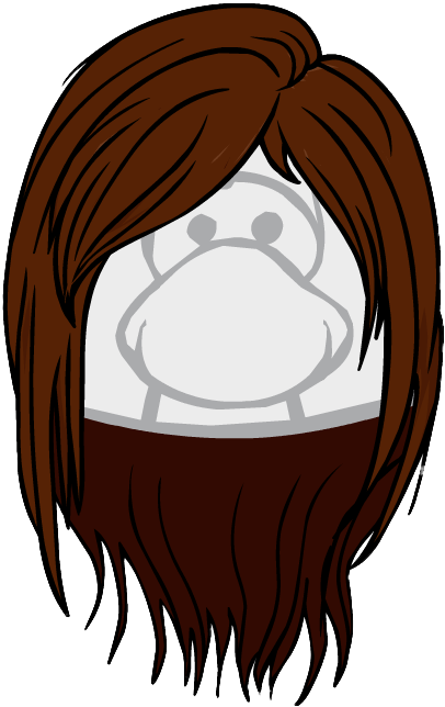 The Sleek Chic Clothing Icon Id 1596 - Club Penguin Long Brown Hair (415x652), Png Download