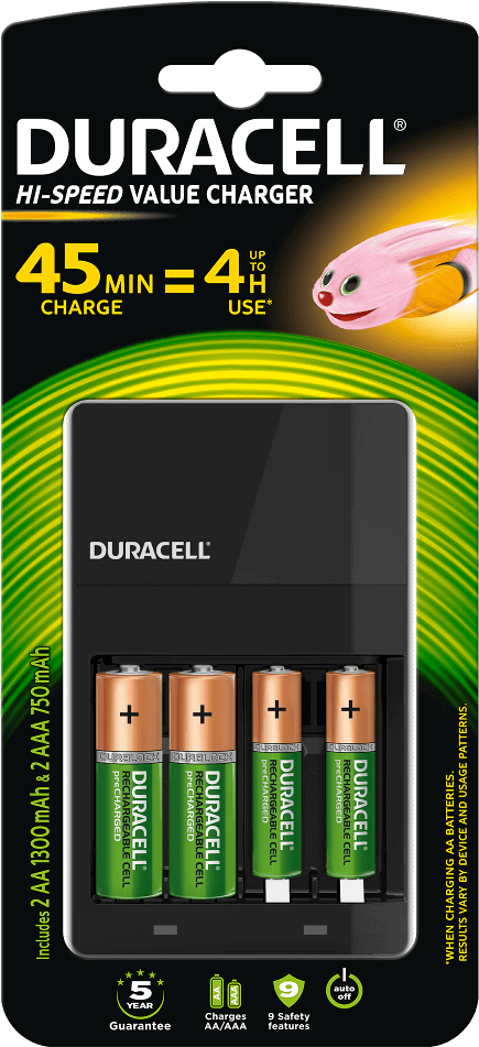 Hi-speed Value Charger - Duracell 15 Minutes Charger With 2 Aa (1000x1000), Png Download