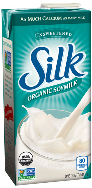 Silk Soy White Wave Organic Silk® Soymilk Unsweetened - Unsweetened Plain Soy Milk (600x600), Png Download