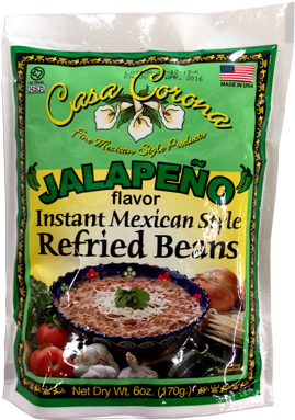 Jalapeño Flavored Refried Beans - Casa Corona Refried Beans, Instant, Mexican Style - (400x400), Png Download