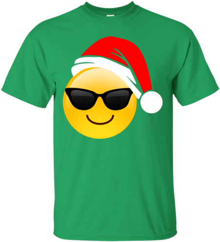 Emoji Christmas Shirt Cool Sunglasses Santa Hat Family - Marcus Allen Pitt Shirt (500x500), Png Download