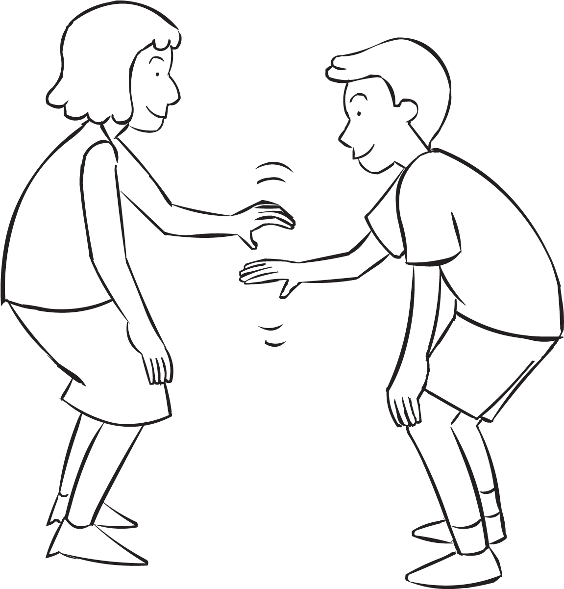 Two People Trying To Tag Each Others Knees In Knee - Line Art (1600x1200), Png Download