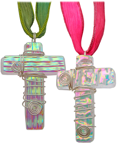 Glass Art Cross Pendant Made With Ashes - Green Cross Cremation Ashes Pendant (500x500), Png Download
