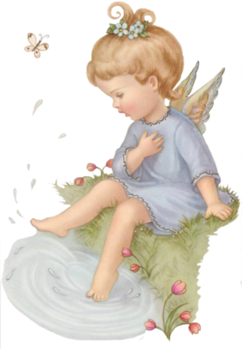 Anges - Cute Vintage Angel Clipart (800x1193), Png Download