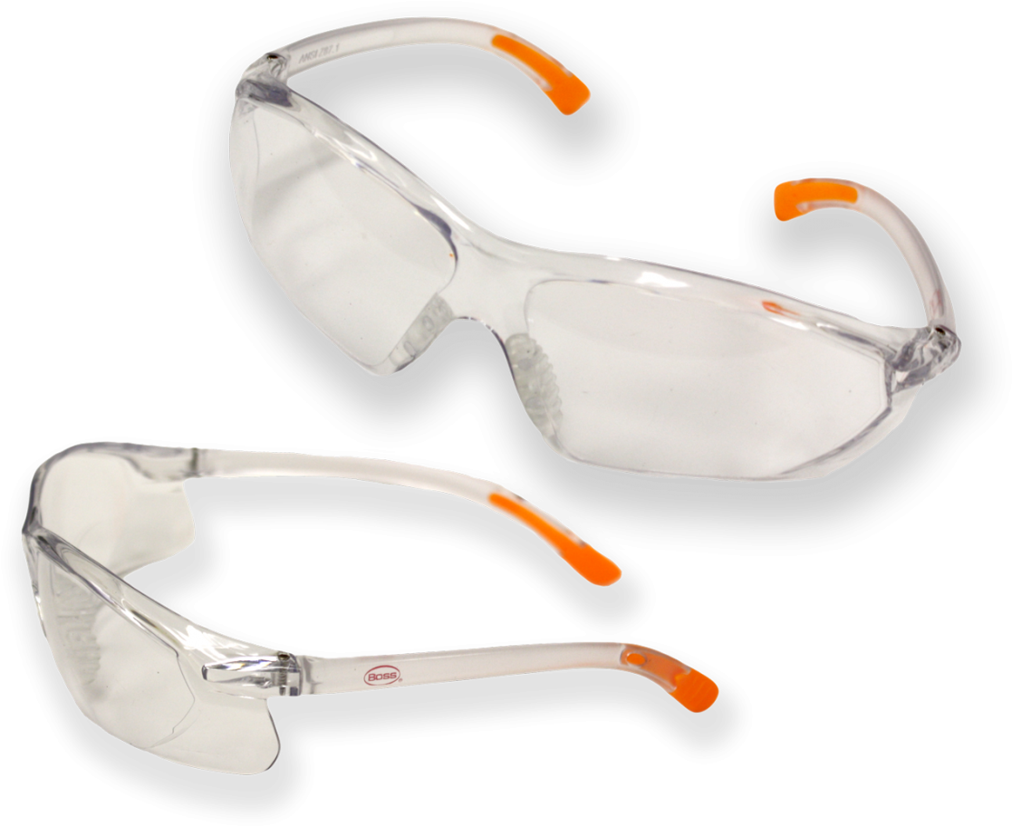 Boss® Wrap Around Safety Glasses Clear Lens - Safety Glass Clear (1200x1028), Png Download