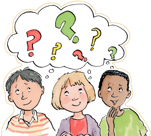 Group Of Kids Thinking - Niños Pensando Png (523x469), Png Download