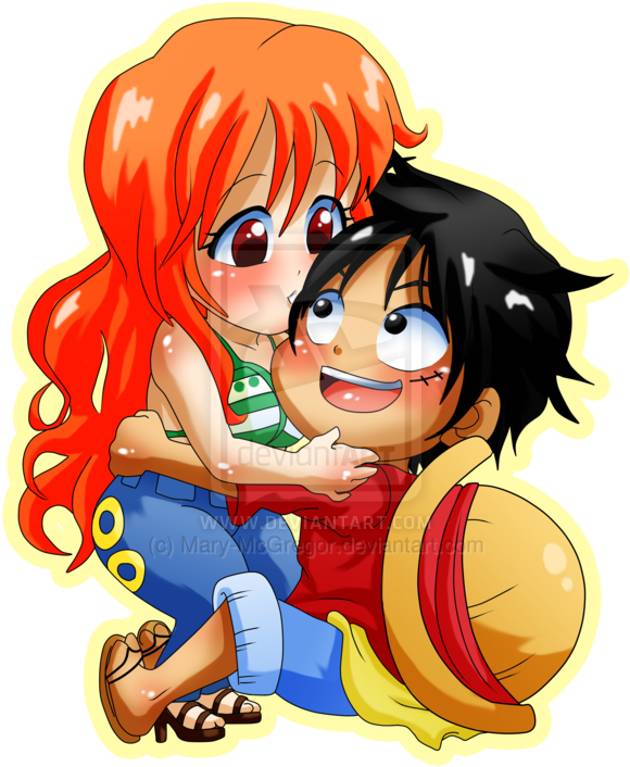Kawaii Anime Images Namixluffy Hd Wallpaper And Background - De Nami Y Luffy (600x743), Png Download