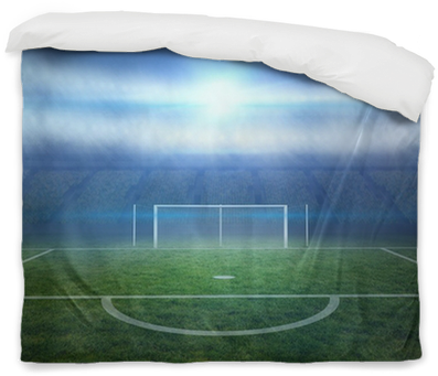 Football Pitch With Goalpost In Stadium Duvet Cover - Soccer-specific Stadium (400x400), Png Download