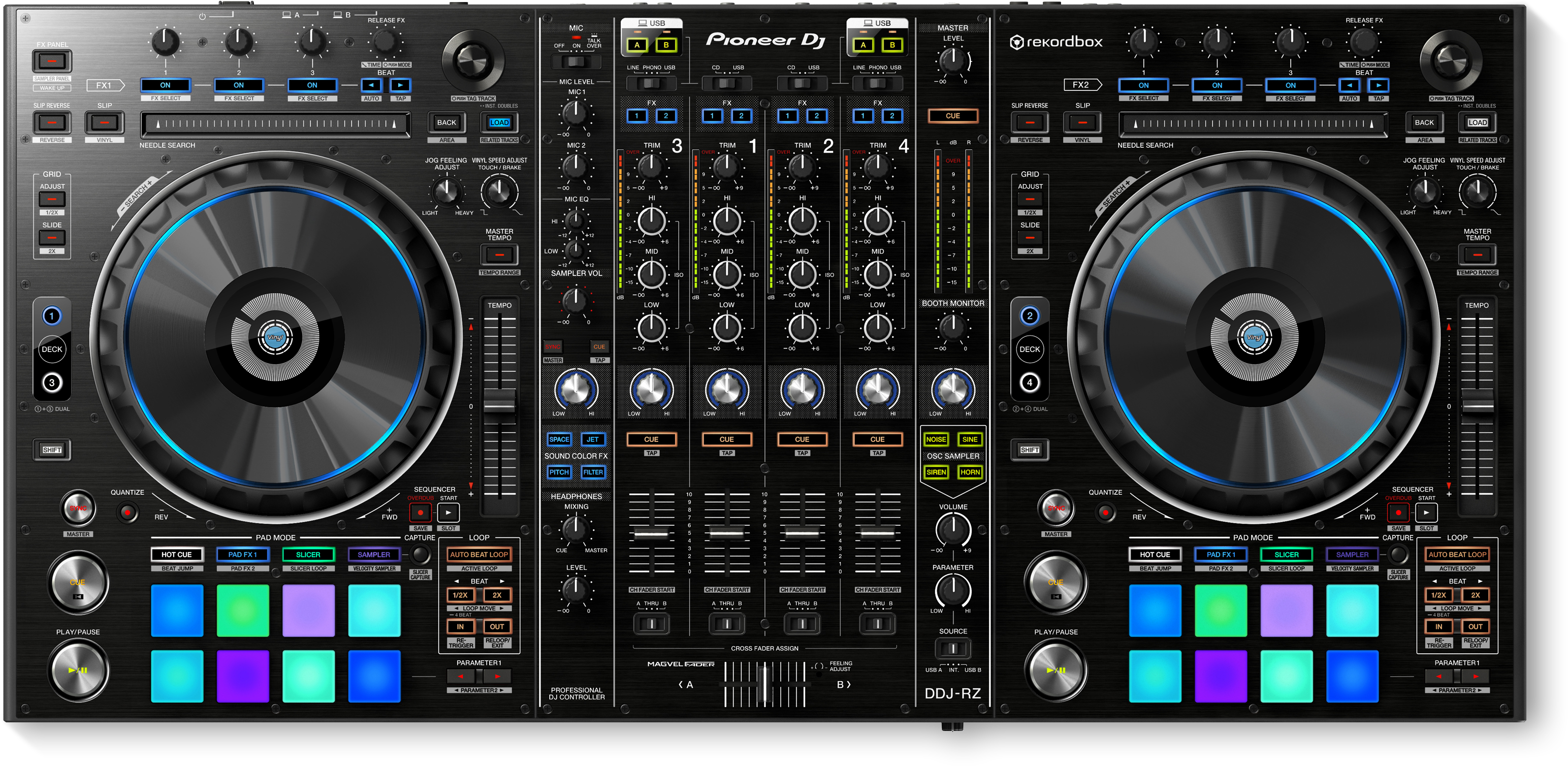 Van Top View Png >> Ddj Rz Flagship 4 Channel Controller - Pioneer Ddj Rx Rekordbox Dj Controller (3087x1508), Png Download