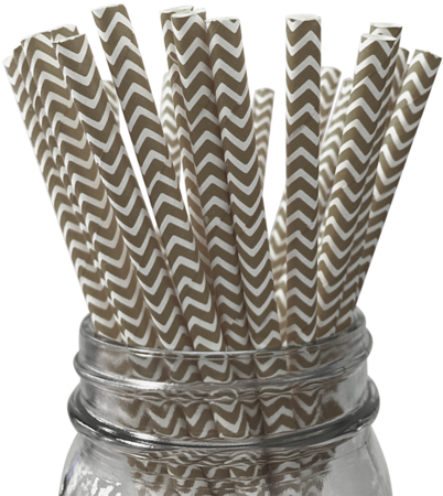 Gold Chevron Striped 25pc Paper Straws - Blue (480x480), Png Download