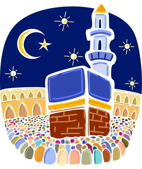 Vector Illustration Of Muslim Hajj Pilgrimage In Al - Hajj Clip Art (586x700), Png Download