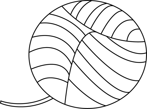 Clipart Info - Black In White Yarn Clipart (500x370), Png Download