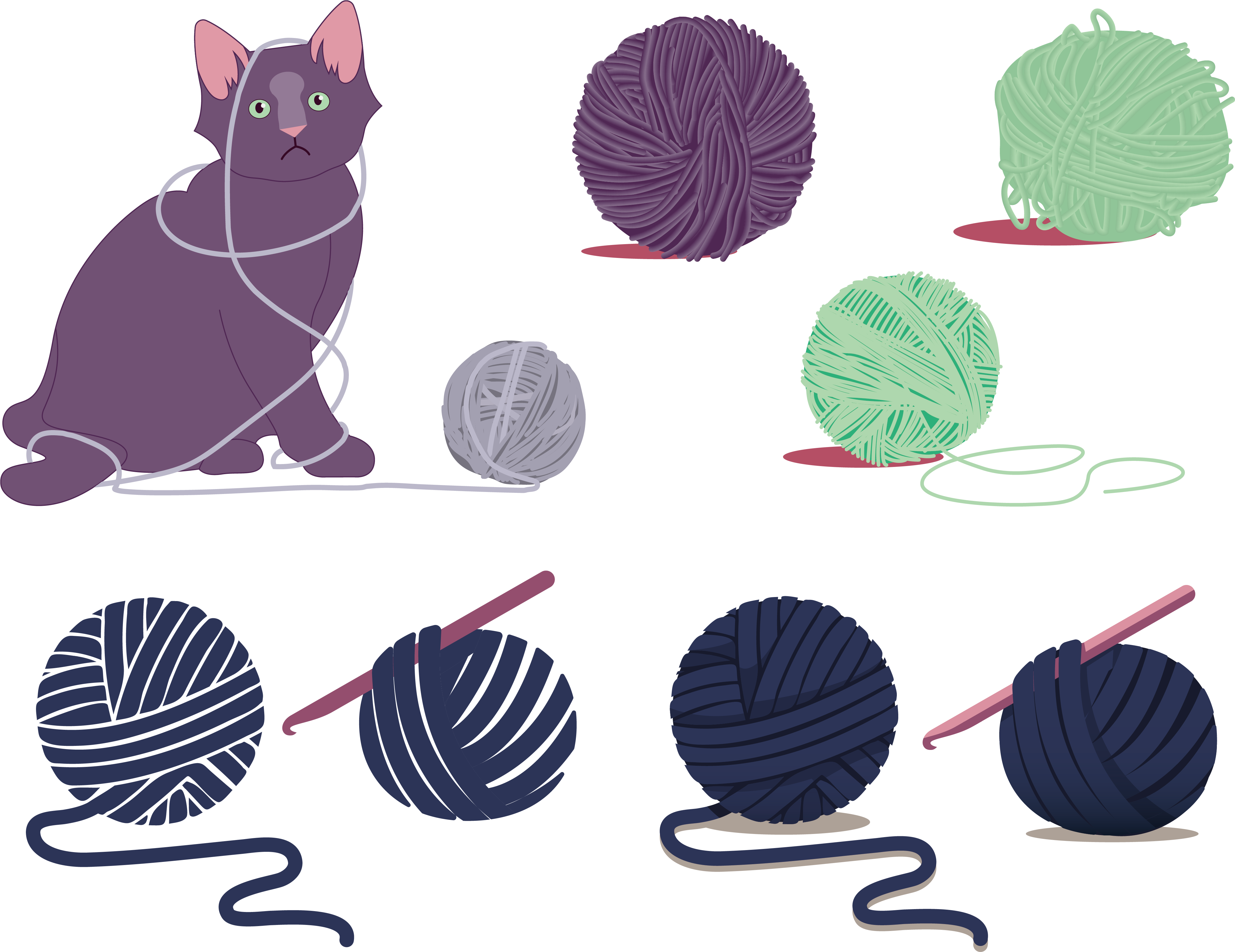 Download Cat Yarn Cartoon Illustration Svg Cats With Yarn Full Size