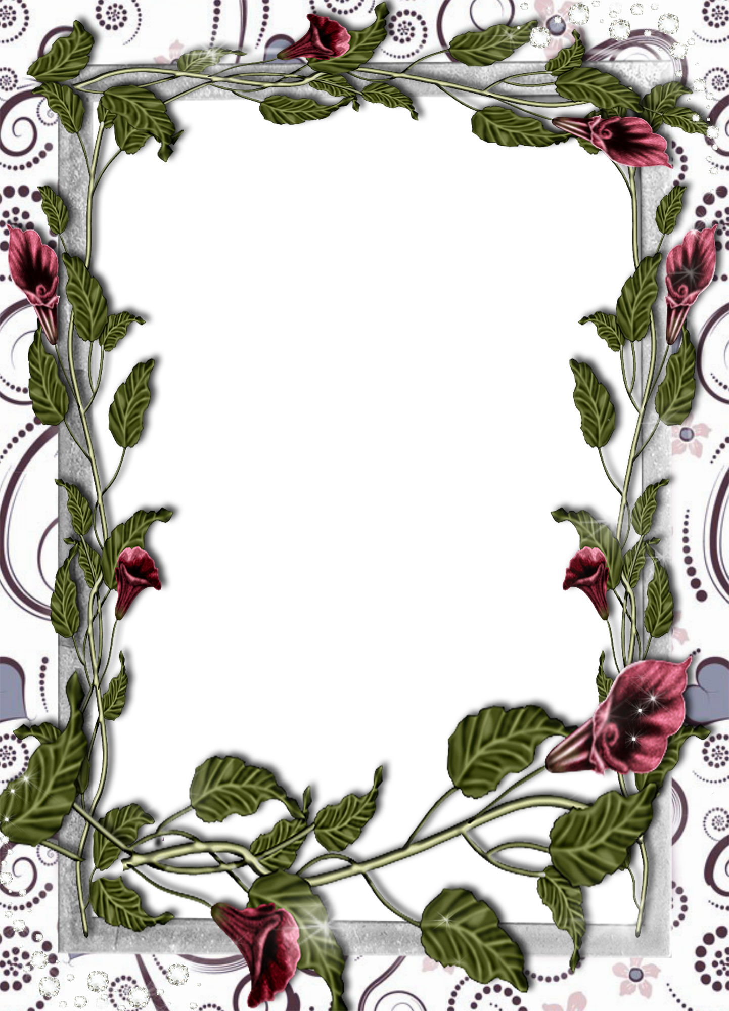 White Flower Frame Transparent (1442x2000), Png Download
