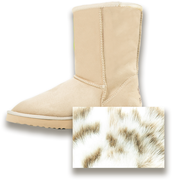 Tan Short Boot - Snow Leopard (609x713), Png Download