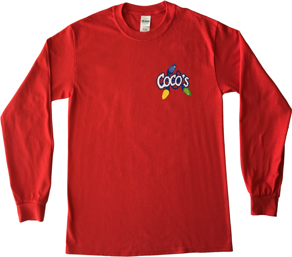 Christmas Tshirt Ls Red Front (1000x873), Png Download