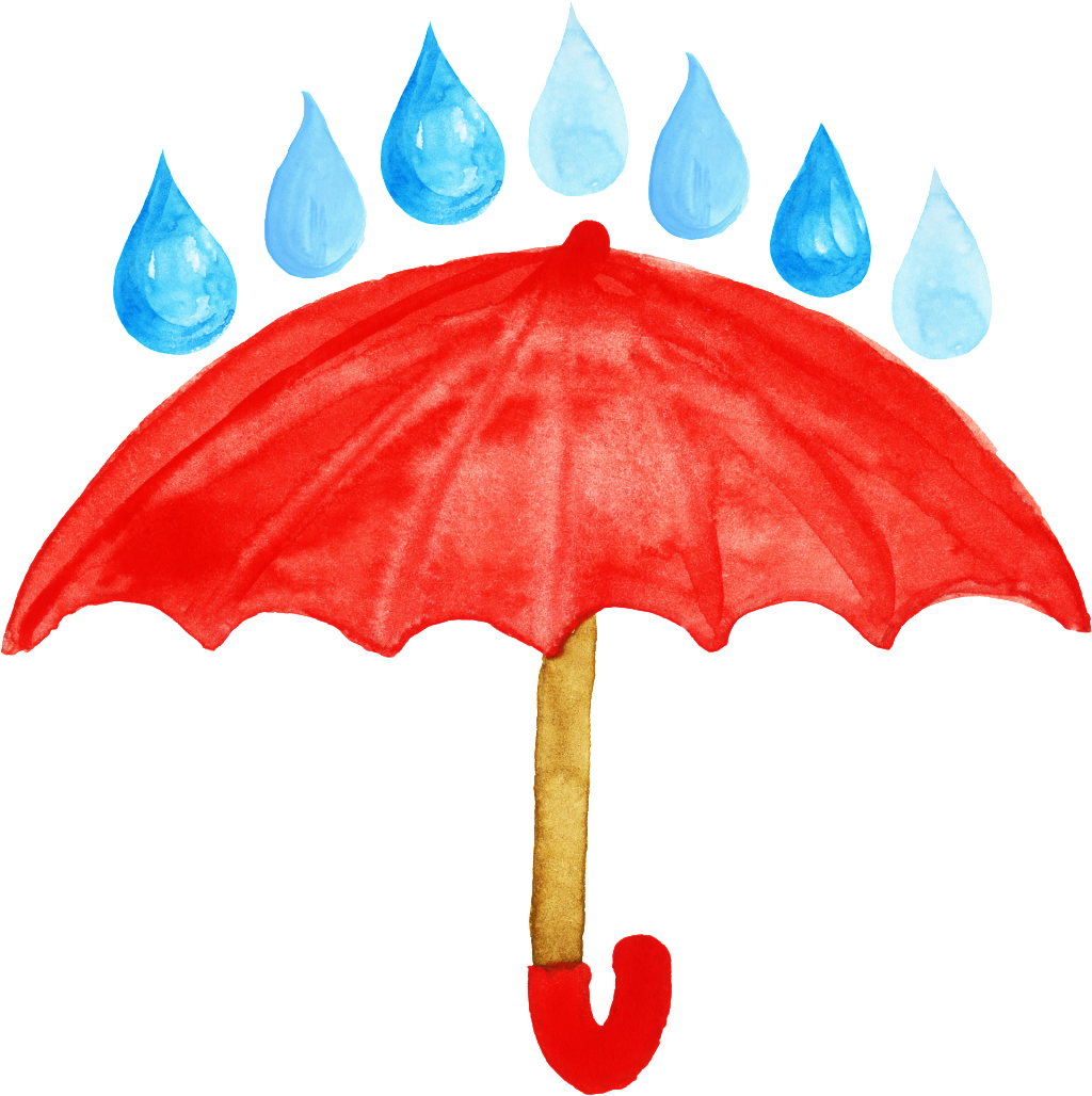 Hand Painted Rainy Day Umbrella Png Transparent - Portable Network Graphics (1024x1028), Png Download