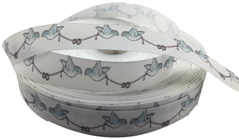 Wedding Grosgrain Ribbon 1" Doves With Wedding Bands - Hobo Bag (500x500), Png Download