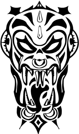 Tribal Demond Large Vampire Black Zombie Temporary - 4x Men / Women Waterproof Fake Totem Temporary Tattoos (281x480), Png Download