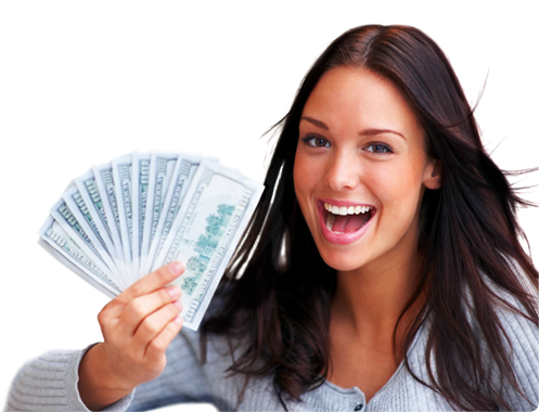 Qızlara Nə Qədər Pul Xərcləməli - Woman Holding Money (497x380), Png Download