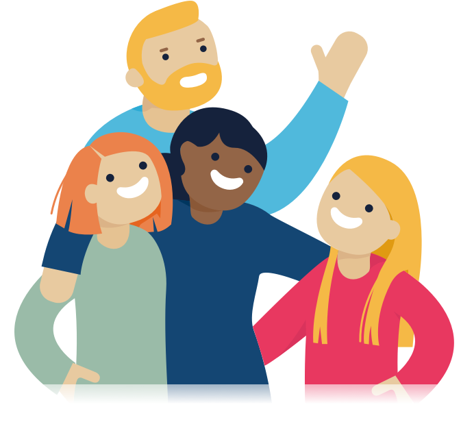 Illustration Of Four People Hugging And Smiling - People Talking Transparent Background (672x672), Png Download