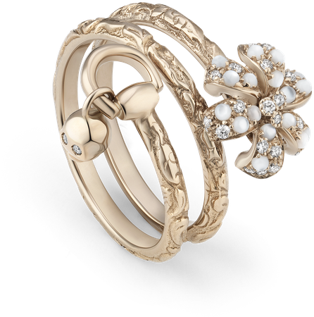 Gucci Gucci Flora Ring - Gucci Gucci Flora Diamond & Mother Of Pearl Wrap (800x800), Png Download