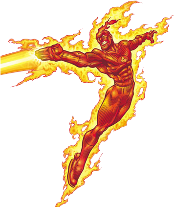 Human Torch Menschliche Fackel, Comic Hefte, Die Fantastischen - Fantastic Four Human Torch Cartoon (356x432), Png Download