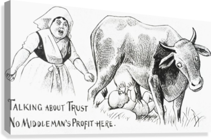 Vintage Illustration Of Baby Sucking Utters From Cow - Posterazzi Vintage Illustration Of Baby Sucking Utters (429x285), Png Download