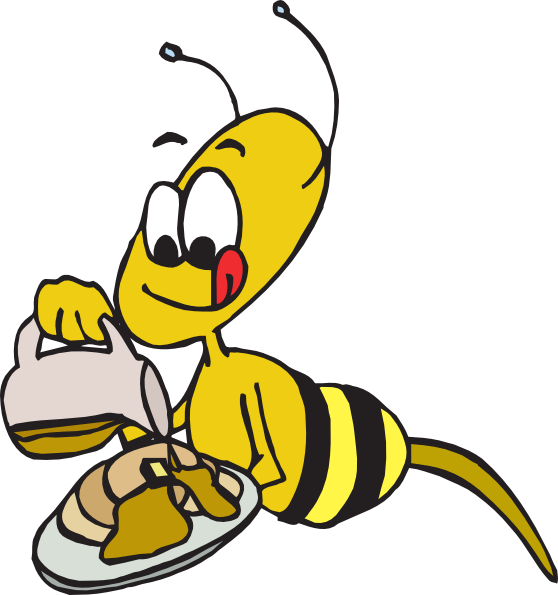 Bee Eating (558x595), Png Download