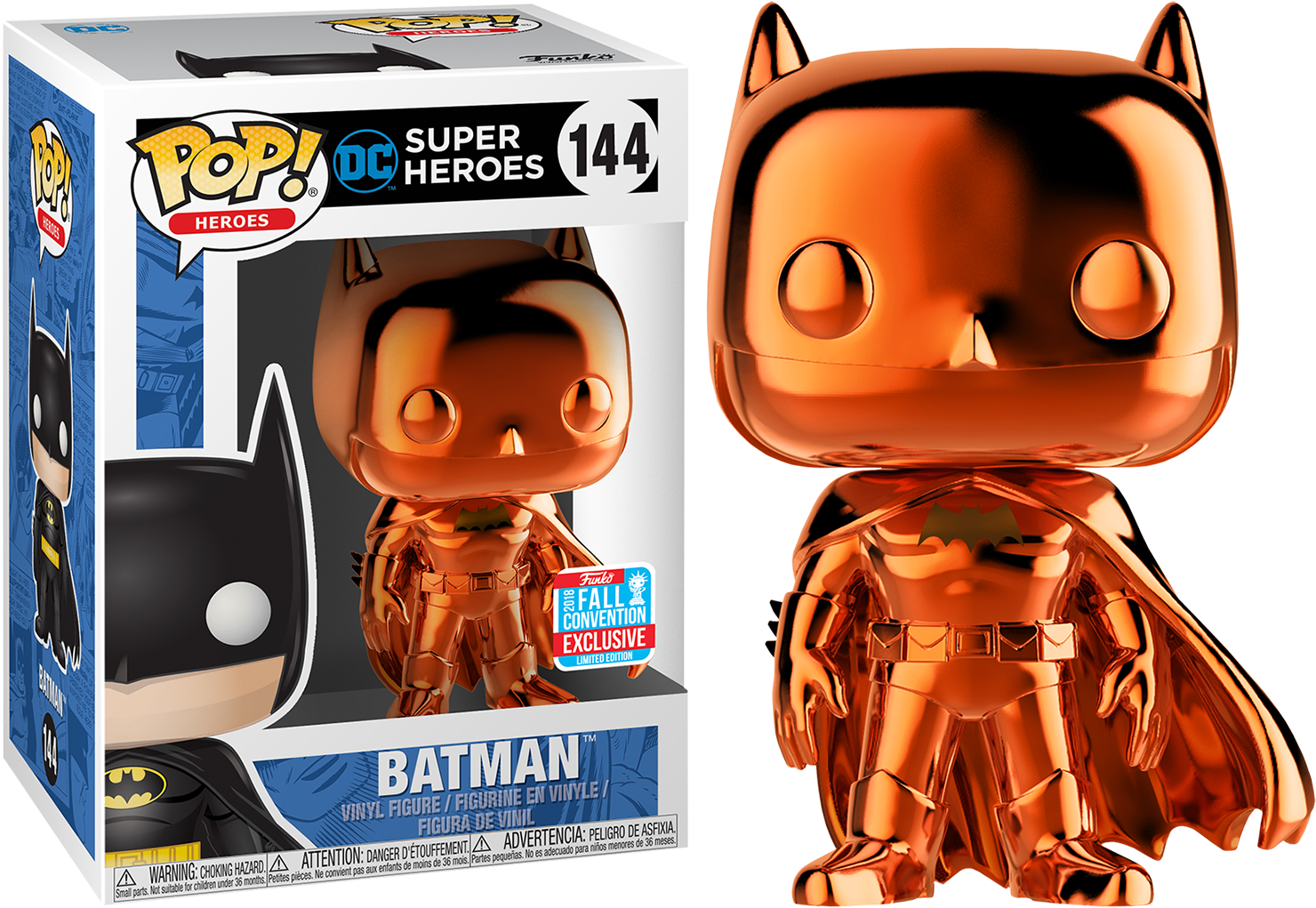 Fun Batman Orange Chrome Pop Vinyl Figure Fall Convention - Chrome Batman Funko Pop (1500x1029), Png Download