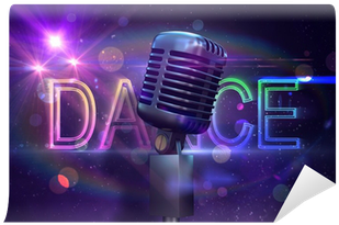 Composite Image Of Retro Chrome Microphone Wall Mural - Dance (400x400), Png Download