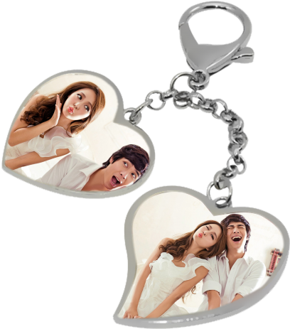 Two Hearts Hanging Chain - Keychain (500x500), Png Download
