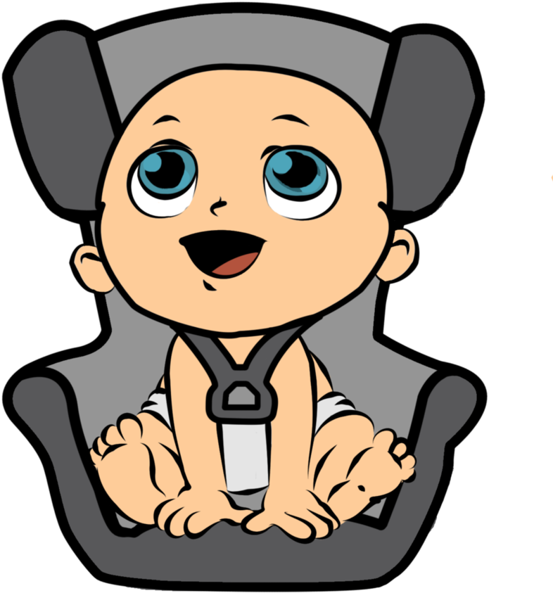 Cartoon Baby In Car Seat (894x894), Png Download