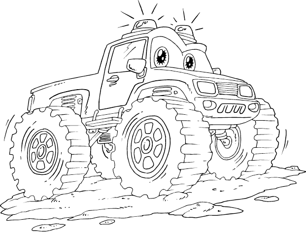 Coloriage À Imprimer Monster Truck (621x471), Png Download