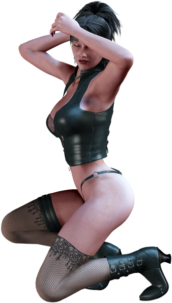 Woman Kneeling Stockings Kneeling (500x633), Png Download