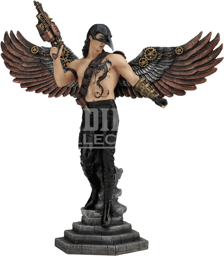 Crow-masked Winged Steampunk Warrior Statue (850x850), Png Download