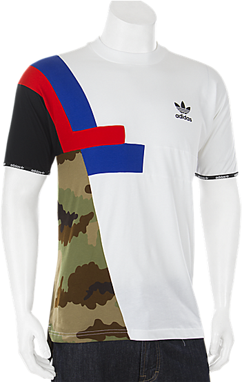 Adidas Colorblock T Shirt White - Colour Blocking Adidas T Shirts (650x650), Png Download