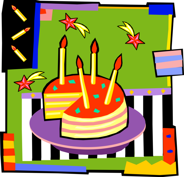 Vector Illustration Of Dessert Pastry Birthday Cake - Birthday (728x700), Png Download