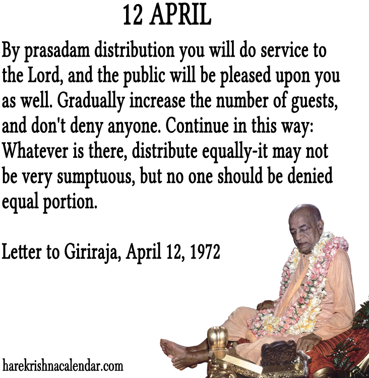To Get Srila Prabhupada's Daily Quotes Subscribe And - Krishna Prasadam Prabhupada Quotes (800x800), Png Download