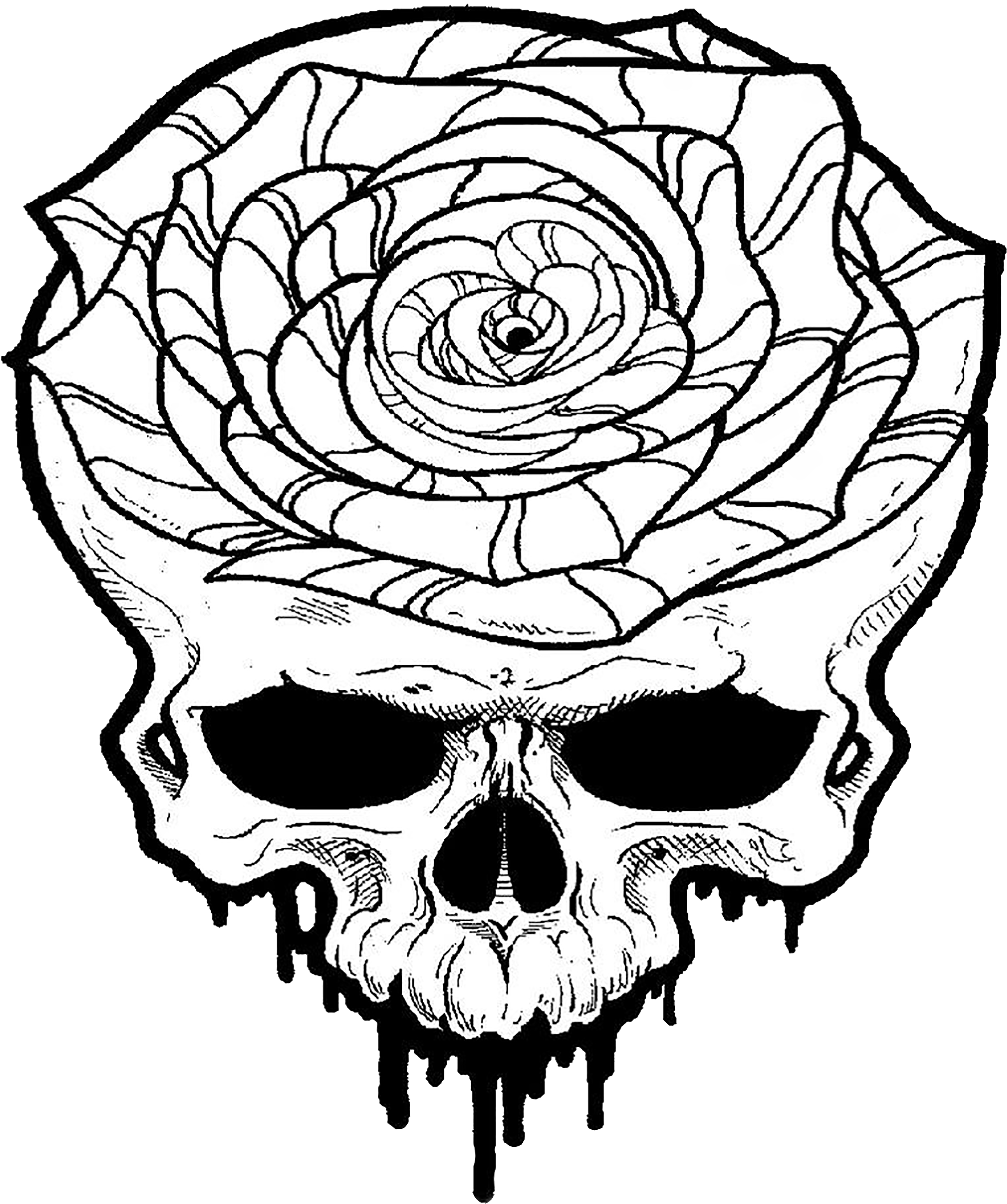 Picture - Skull Tattoo Png Rose (2496x3000), Png Download