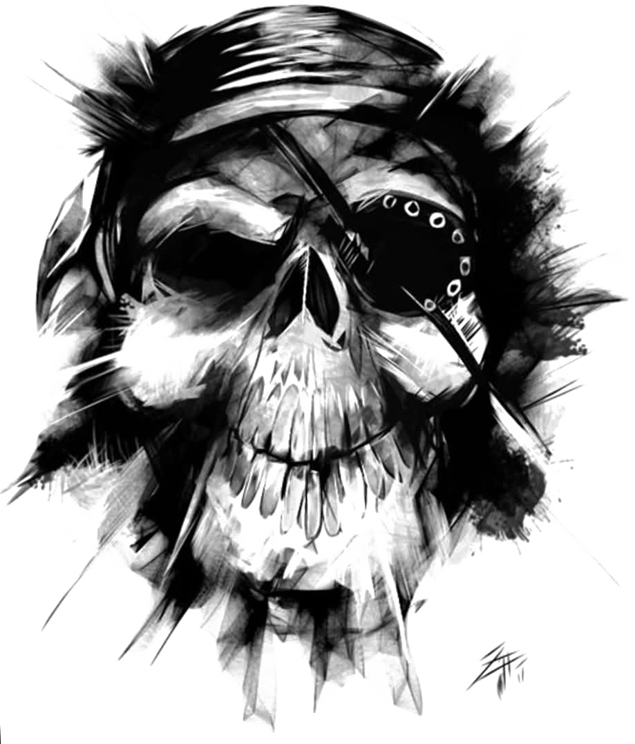 Skull Tattoo Png Download Image - Skull Pirate Tattoo Design (919x1077), Png Download