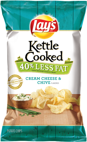 Quick Glance At A 40% Less Fat Notation Made Me Not - Kettle Cooked Cream Cheese And Chive (334x483), Png Download