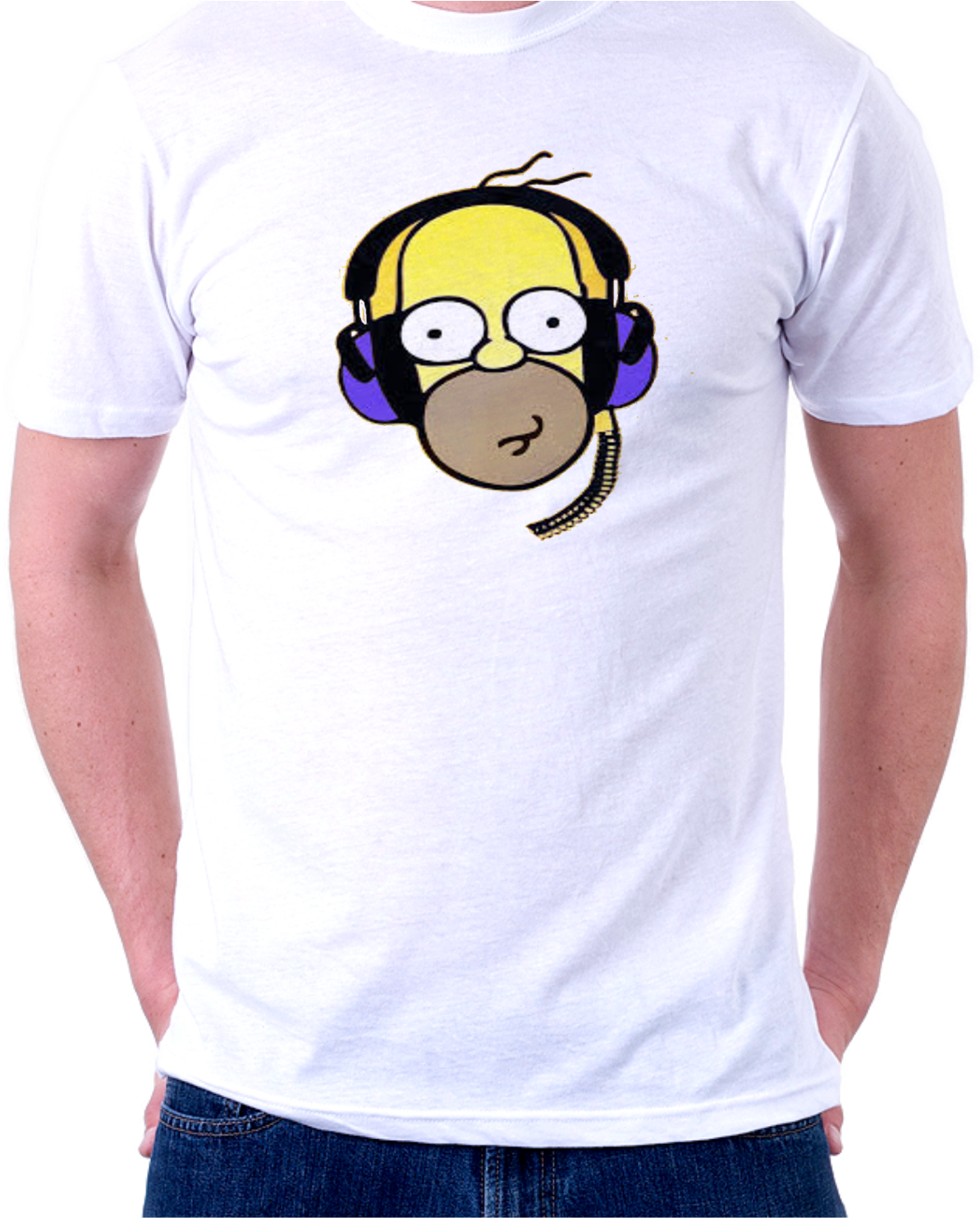 Homer Com Fone Pro Site - Camiseta Cursos Tecnicos (1276x1484), Png Download