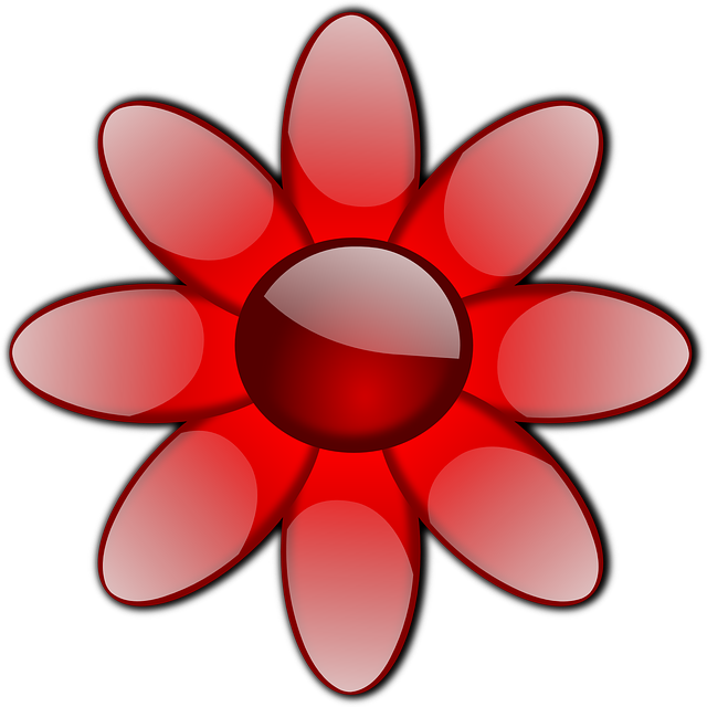 Flower, Red, Glass, Glossy, Glow - Flowers Clip Art (640x640), Png Download