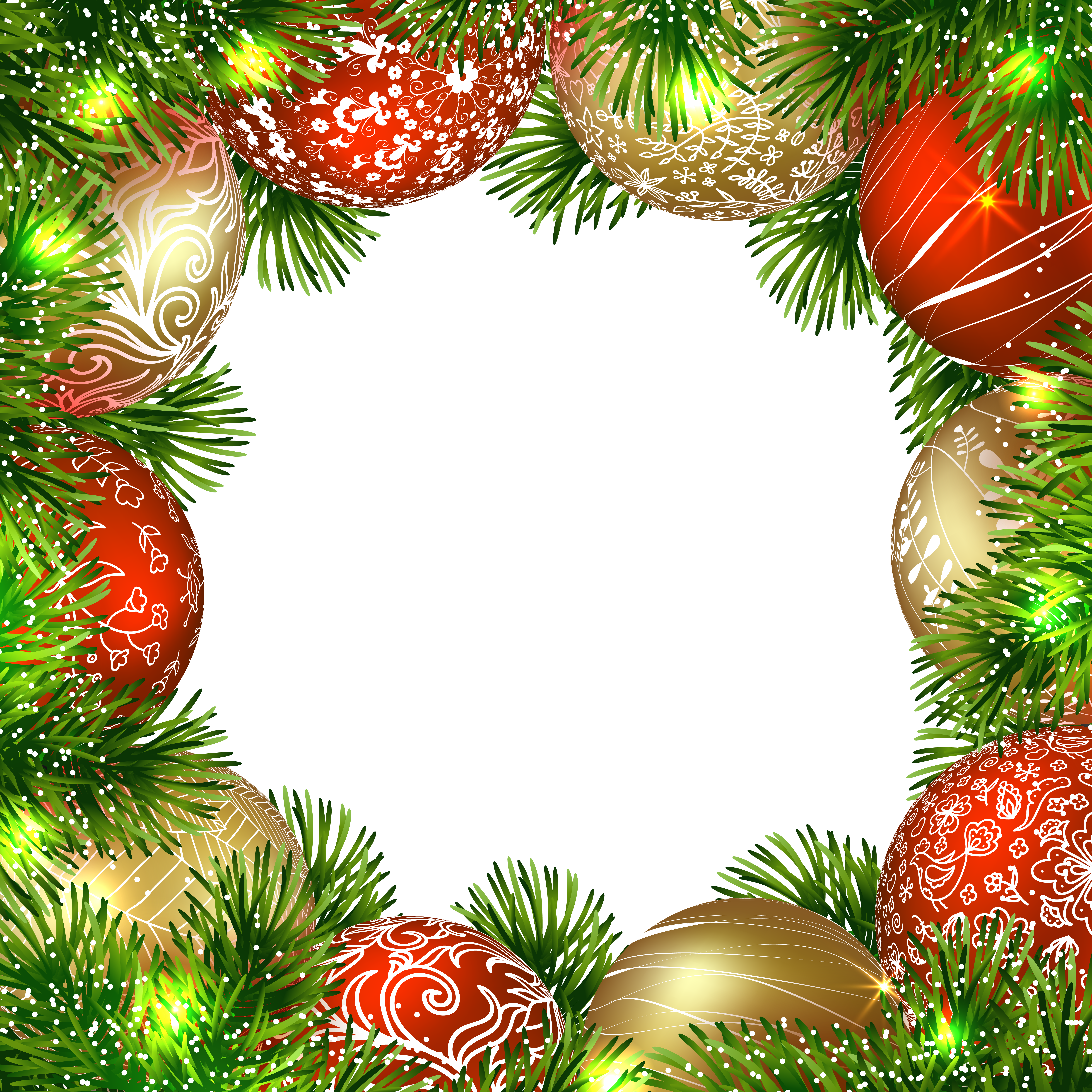 Transparent Christmas Png Border Frame With Ornaments (7005x7005), Png Download